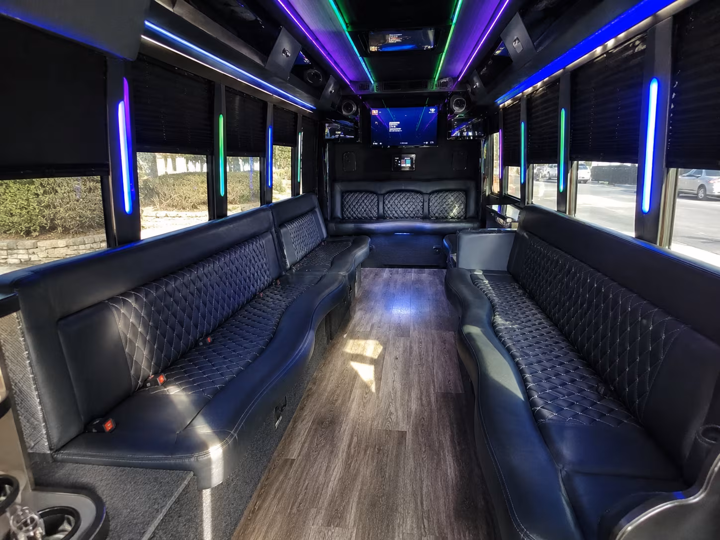 hempstead 15 passenger party bus interior