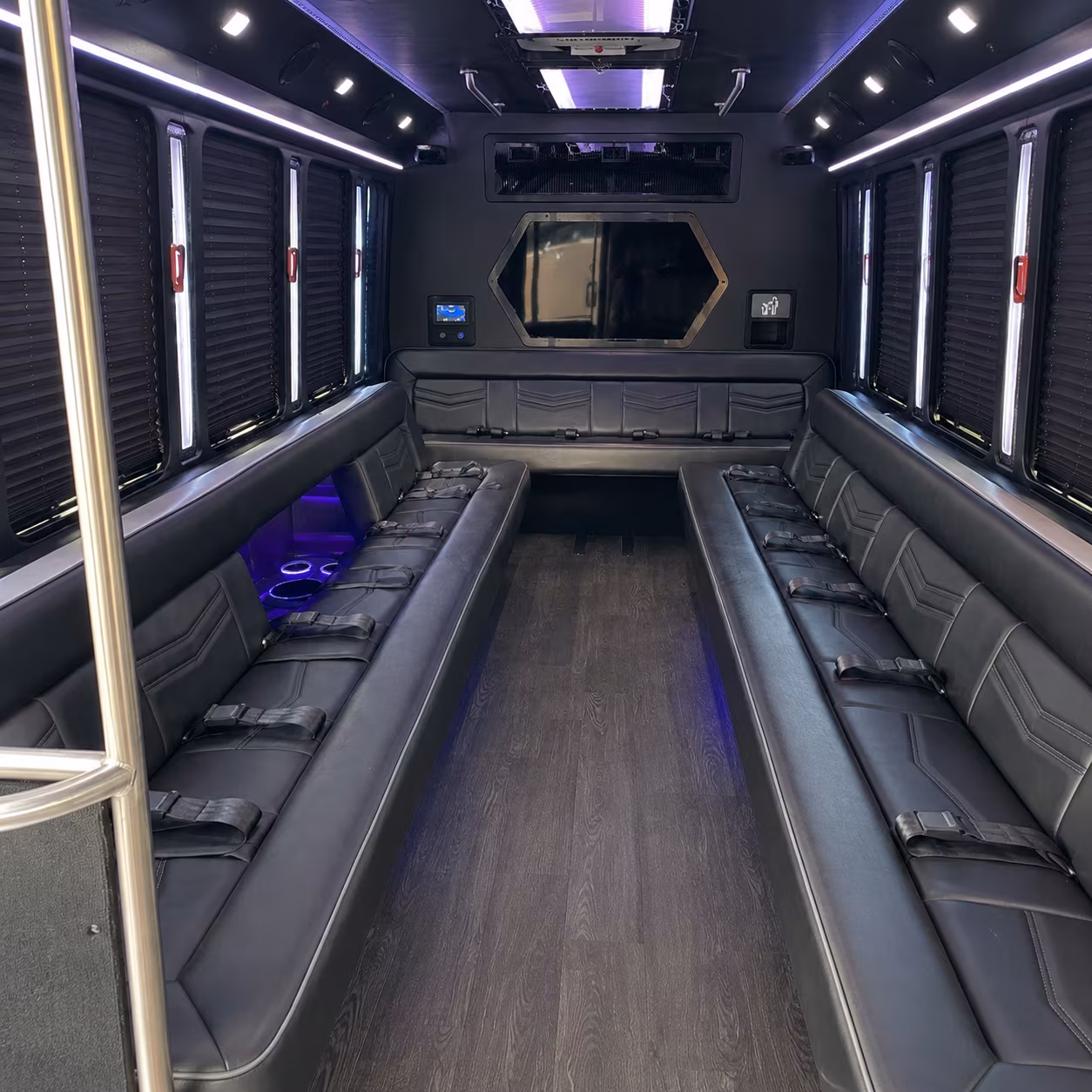 hempstead 18 passenger party bus interior