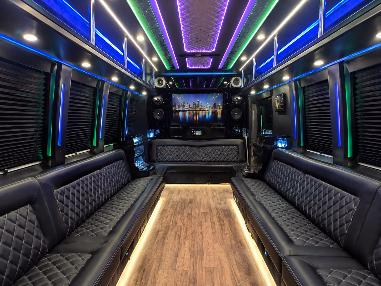 hempstead 25 passenger party bus interior