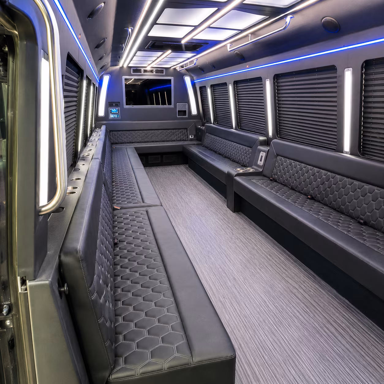 hempstead 40 passenger party bus interior