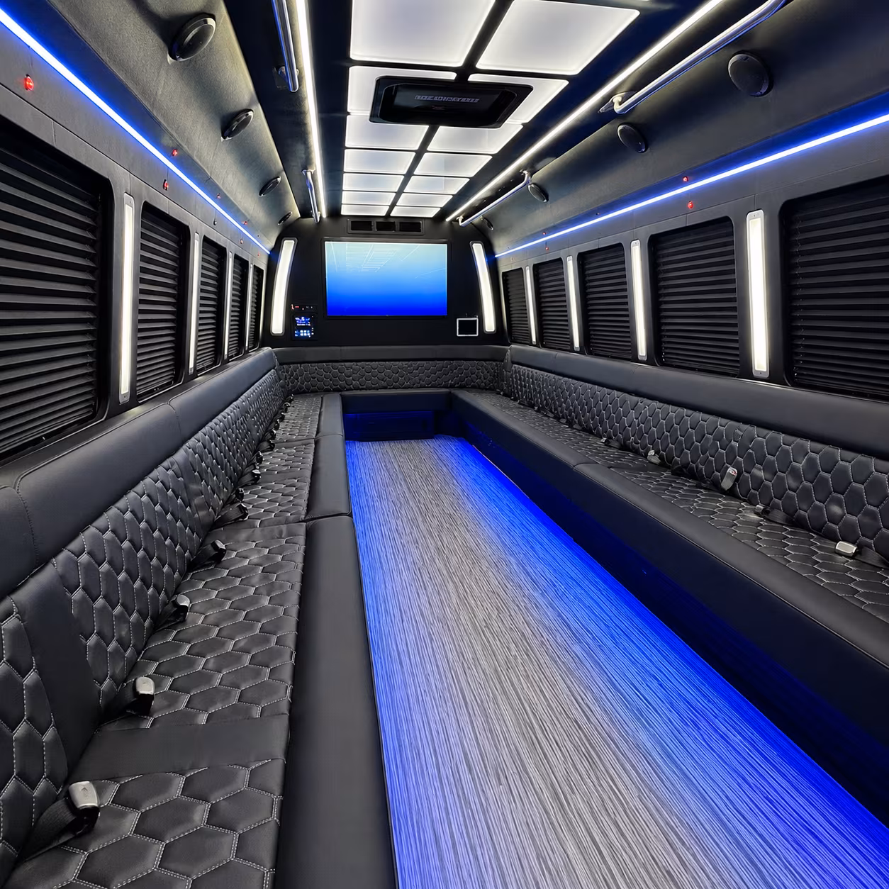 hempstead 50 passenger party bus inside